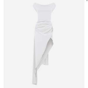 Brandon Blackwood Draped Jersey Dress in White, XS